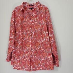 Lands End Pasley No Iron Supima Cotton Blouse, Size 20W